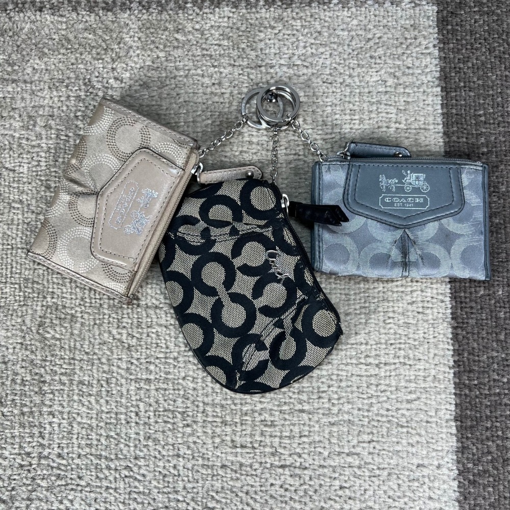 Coach Signature C Monogram Mini Skinny ID Case Coin Purse Bundle Lot of 3